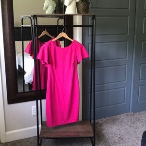 Pink flutter sleeve dress